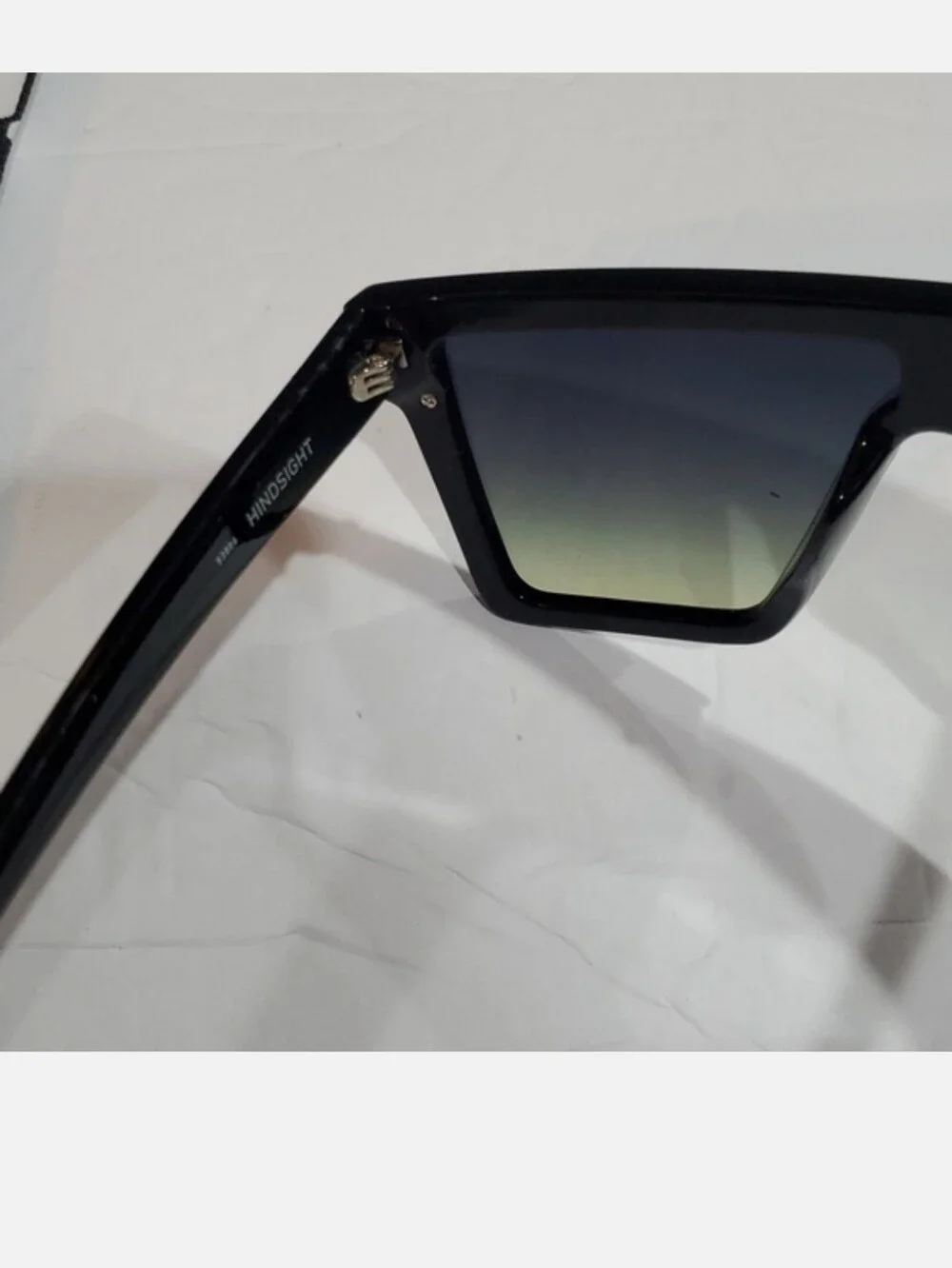 Quay Australia Hindsight black green fade lenses flat brow sunglasses new